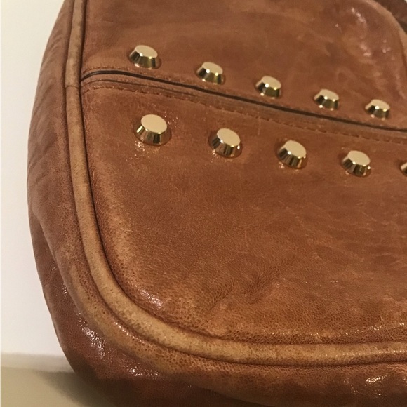Micheal Kors brown leather studded with chains cross body bag - Picture 9 of 10